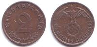 Drittes Reich 2 Reichspfennig 2 Reichspfennig - mit Hakenkreuz -
