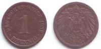 Kaiserreich 1 Pfennig Kursmünze großer Adler -