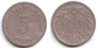 Kaiserreich 5 Pfennig Kursmünze großer Adler -