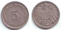 Kaiserreich 5 Pfennig Kursmünze, großer Adler -