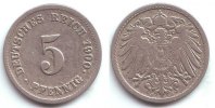 Kaisereich 5 Pfennig Kursmünze, großer Adler -