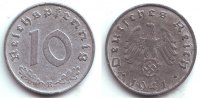 Drittes Reich 10 Reichspfennig 10 Reichspfennig - mit Hakenkreuz -