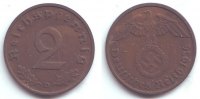 Drittes Reich 2 Reichspfennig 2 Reichspfennig - mit Hakenkreuz -