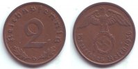 Drittes Reich 2 Reichspfennig 2 Reichspfennig - mit Hakenkreuz -