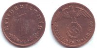Drittes Reich 1 Reichspfennig 1 Reichspfennig - mit Hakenkreuz -