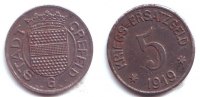 Crefeld / Krefeld 5 Pfennig Notgeld der Stadt Creffeld - 5 Pfennig - Drehung -