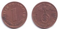 Drittes Reich 1 Reichspfennig 1 Reichspfennig - mit Hakenkreuz -