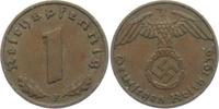 Drittes Reich 1 Reichspfennig 1 Reichspfennig - mit Hakenkreuz -