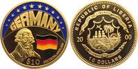 Liberia 10 Dollar Deutschland Flagge - August H. von Fallersleben - Nationalhymne Deutschlandlied -