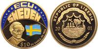 Liberia 10 Dollar Schweden - Flagge - Richard Dybeck - Nationalhymne - Du Gamla, Du Fria -