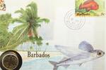 Barbados 5 Cents auf Numisbrief Numisbrief - Barbados - Fliegender Fisch - Insel mit Palmen -