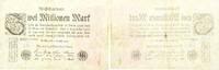 Drittes Reich 2 Millionen Mark Reichsbanknote - Berlin 1923 - 2 Millionen Mark - Rückseite blanko -