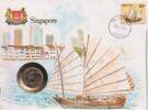 Singapur 20 Cents auf Numisbrief Numisbrief - Singapur - 20 Cents - Segelschiff - Schiffe - Drau - Skyline -