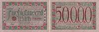 Württemberg 50.000 Mark Banknote - Württembergische Notenbank - 50000 Mark - Serie F - Kennr. rot -