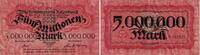 Württemberg 5 Millionen Mark Banknote - Württembergische Notenbank - 5 Millionen Mark - Serie P - Kennr. rot -