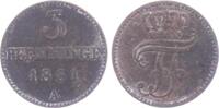 Mecklenburg-Schwerin 3 Pfennig 1861 A Friedrich Franz II. (1842-1883) TTB