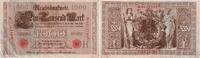 Kaiserreich 1000 Mark Banknote - 1.000 Mark - Kn-Nr. rot 7-stellig - H/E - rote Siegel -