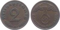 Drittes Reich 2 Reichspfennig 2 Reichspfennig - mit Hakenkreuz -