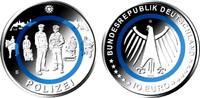 Deutschland - BRD 5 x 10 Euro-Satz Polizei - Im Dienst der Gesellschaft - mit blauem Polymerring -