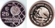 Mexico 25 Pesos Silbermünze - Fußball WM 1986 in Mexico - Ball im Netz -