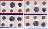 USA 2 x KMS 1 Cnet - 1/2 Dollar KMS D+P (rot & blau) im Umschlag 1 Cent bis 1/2 Dollar ohne Spezifikationsblatt -