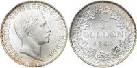 1/2 Gulden 1864 Baden-Durlach Friedrich I. 1852-1907. Prachtexemplar. Minimale Kratzer (Rv.), Stempelglanz