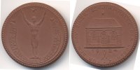 Sachsen - Lössnitz braune Porzellanmedaille Für den Bau einer Schwimmhalle Lössnitz – Böttger Steinzeug -