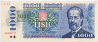 Tschechoslowakei - Czechoslovakia 1000 Kronen Pick Nr. 3b - gedruckte Marke 1000 -