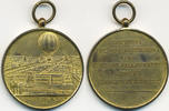 Frankreich - France Vergoldete Bronzemedaille Weltausstellung Paris – Souvenier Erinnerung an den Heißluft-Ballonaufstieg -