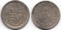Rheinprovinz 5 Pfennig Ohligs – Eisen vernickelt 1920 (Funck 404.3f) -