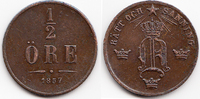 Schweden - Sweden 1/2 Oere Oscar I. 1844-1859 -