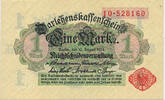 Deutsches Reich 1914-1918 1 Mark Rosenberg Nr. 51a – ohne Unterdruck VS hellgrün -