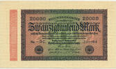 Deutsches Reich Inflation 1919-1924 20 000 Mark Rosenberg Nr. 84i – WZ Mäander KN 6stellig -