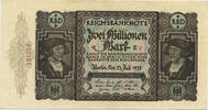 Deutsches Reich Inflation 1919-1924 2 Millionen Mark Rosenberg Nr. 89a – KN 16 mm lang -