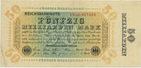 Deutsches Reich Inflation 1919-1924 50 Milliarden Mark Rosenberg Nr. 116f – Firmendruck WZ Kreuzblüten KN 6stellig rot FZ rot AE -