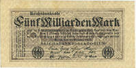 Deutsches Reich Inflation 1919-1924 5 Milliarden Mark Rosenberg Nr. 120e – Firmendruck WZ Kreuzblüten ohne KN ohne FZ -