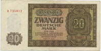 Alliierte Besetzung SBZ - DDR 20 Mark Rosenberg Nr. 344a – KN 6stellig davor 1 Buchstabe R -
