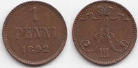 Finnland - Finland 1 Penni Alexander III. von Russland 1881-1894 -