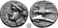 Sinope (Paphlagonien) Drachme Nymphenkopf / Adler auf Delphin, herrliche Tönung, feine Details, Prachtexemplar -