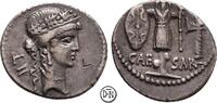 C. Julius Caesar (+ 44 v. Chr.) Denar Heeresmünzstätte, Venuskopf / Tropaeum aus gallischen Waffen, hübsche Tönung, -