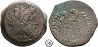 Ptolemaios VIII Euergetes (170/145-116) Bronze (10 Drachmen) Alexandria, Kopf des Zeus Ammon / zwei Adler auf Blitzbündel, -