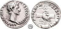 Nerva (96-98) Denar Roma, Kopf / Handschlag vor Standarte, sehr gute Erhaltung, feines Portrait, -
