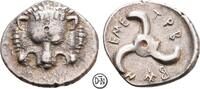 Trbbenimi (390-370) Tetrobol (Drittelstater) Lykische Dynasten, Löwenkopfhaut / Lykisches Triskeles, -