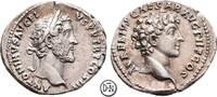 Antoninus Pius (138-161) Denar 140-142/144 n. Chr. Roma, Kopf / Kopf des Thronfolgers Marc Aurel, fe