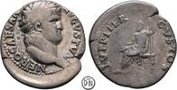 Nero (54-68) Denar 64-65 n. Chr. Roma, Kopf / Jupiter auf Thron, gutes Portrait, leicht getönt, VF /