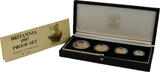 GROSSBRITANNIEN / IRLAND Set von 100, 50, 25 und 10 Pounds 1987, London. Elizabeth II, 1952-2022. FB im Originaletui mit Zertifikat
