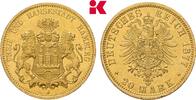 HAMBURG 20 Mark 1877. Freie und Hansestadt. SUP