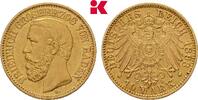 BADEN 10 Mark 1893. Friedrich I., 1852-1907. Fast vorzüglich