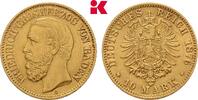 BADEN 10 Mark 1876. Friedrich I., 1852-1907. Fast vorzüglich