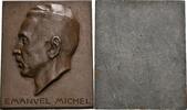 Einseitige bronzierte Bleiplakette 1927 München v. J. Bernhart, auf den Münchner Kunstmaler Emanuel Michel vz, selten!
